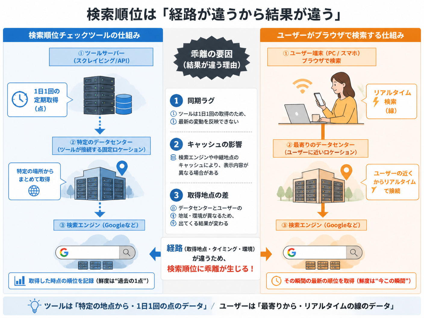 【文脈】検索順位チェックツールがデータを取得する仕組み（スクレイピング/API）と
