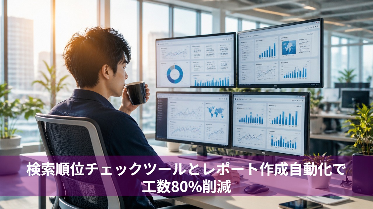 検索順位チェックツールとレポート作成自動化で工数80%削減