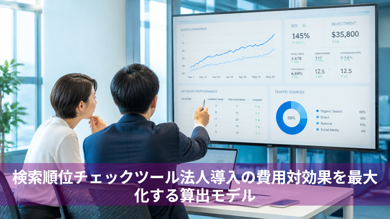 検索順位チェックツール法人導入の費用対効果を最大化する算出モデル