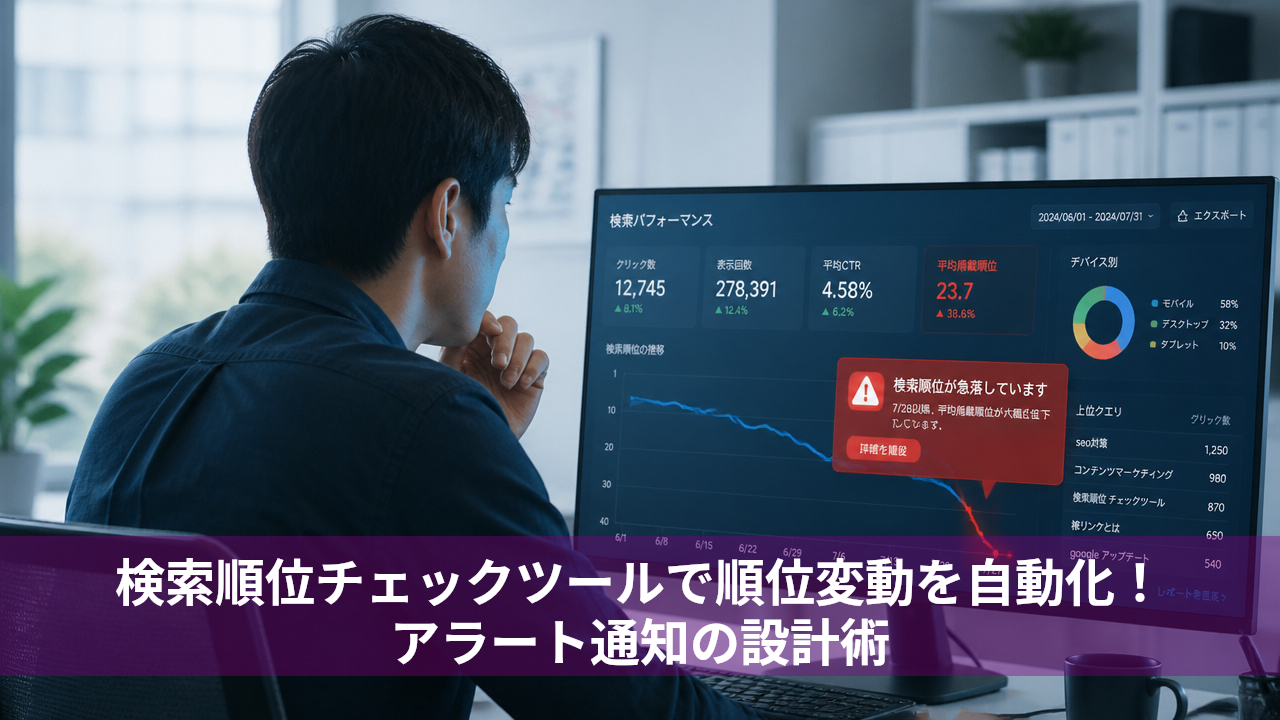 検索順位チェックツールで順位変動を自動化！アラート通知の設計術