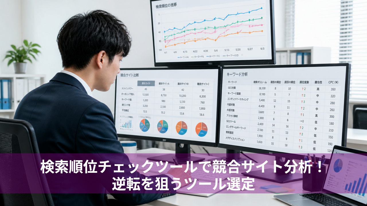 検索順位チェックツールで競合サイト分析！逆転を狙うツール選定