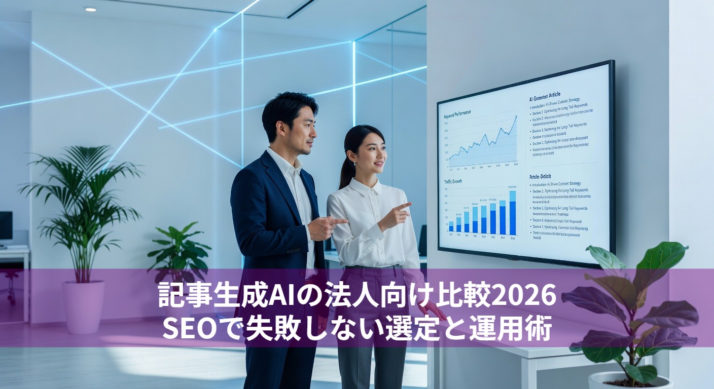 記事生成AIの法人向け比較2026｜SEOで失敗しない選定と運用術