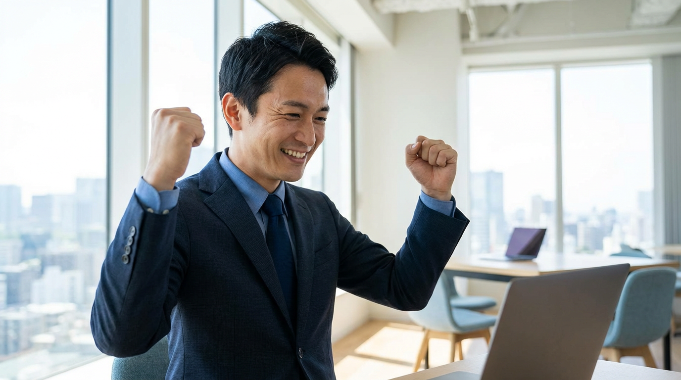 嬉しそうなビジネスマン